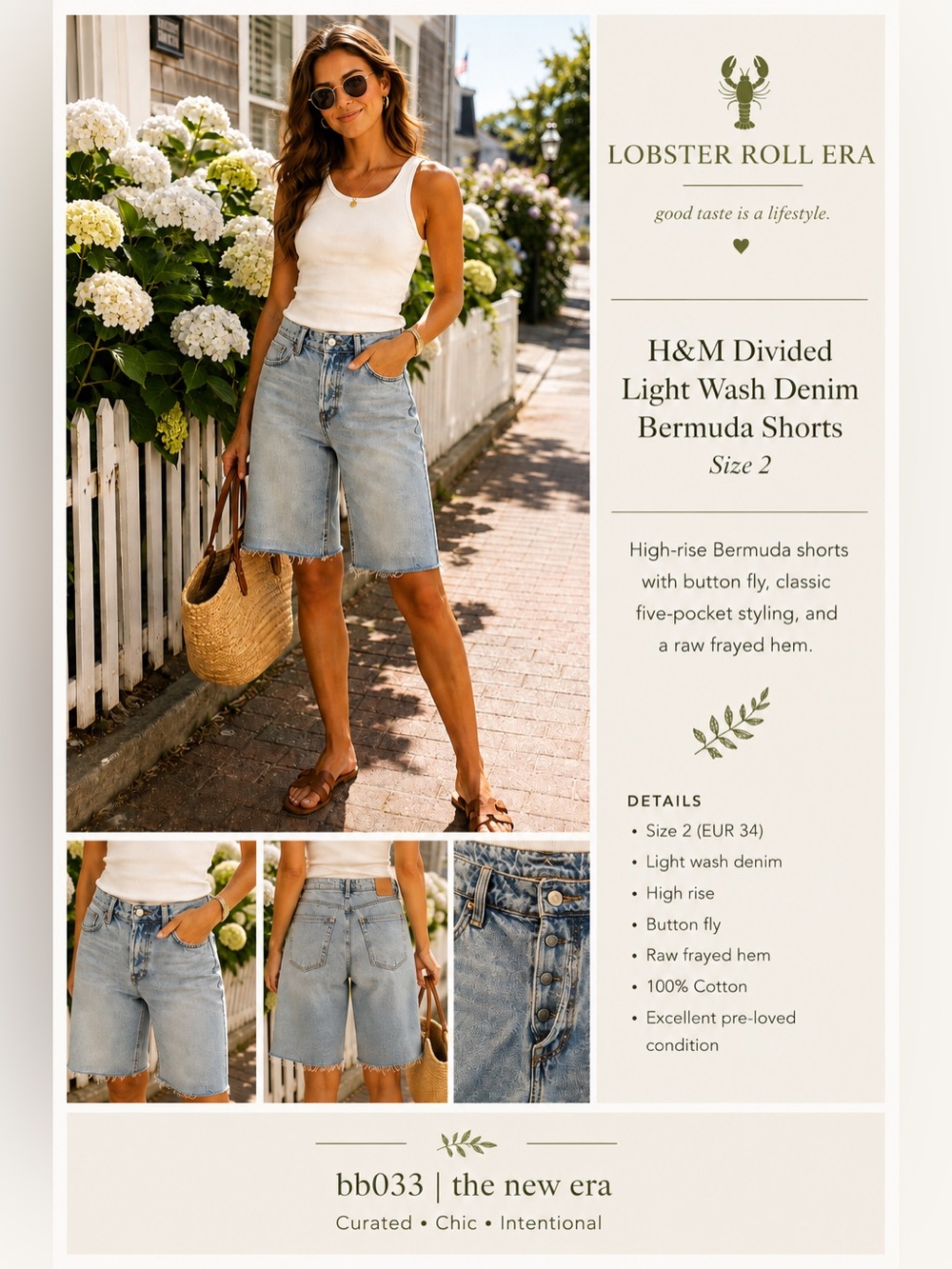 ☀️H&M Divided Light Wash High-Rise Denim Bermuda Shorts | Size 2 - Picture 11 of 11